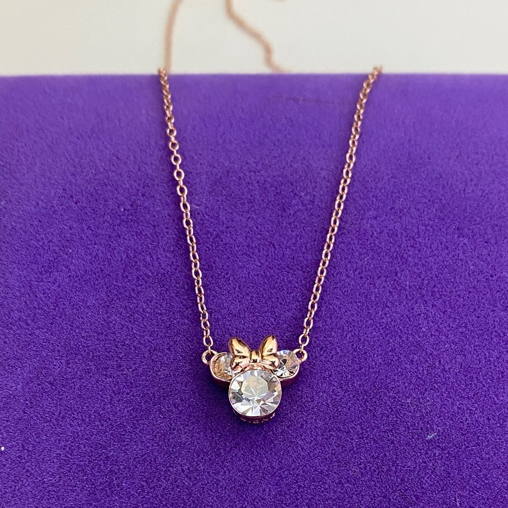 💛 Elegant 925 Rose Gold Disney Minnie Mouse Necklace